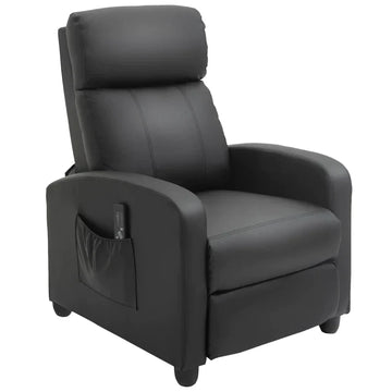 Massagefauteuil met trilmassage en voetensteun | Kleur: Zwart | Afmetingen: 68x88x98 cm