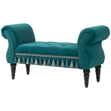 Vintage bedbank met armleuningen | Kleur: Groen | Afmetingen: 117x40x58 cm