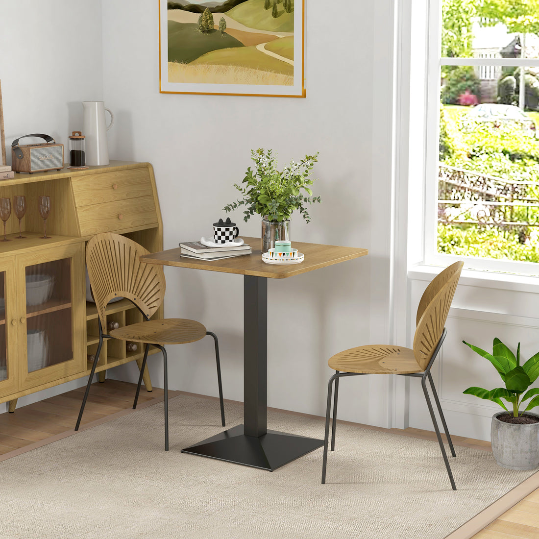 Matbord 2 personer, fyrkantigt, mörkbrunt | Färg: Mörkbrun+Svart | Mått: 70x70x75 cm
