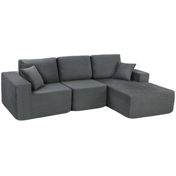 Modulaire hoekbank slaapbank L-vormig | Kleur: Donkergrijs | Afmetingen: 267x168x85 cm