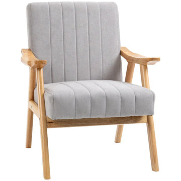 Fauteuil met fluweellook - Scandi loungestoel | Kleur: Lichtgrijs | Afmetingen: 68x74x82 cm