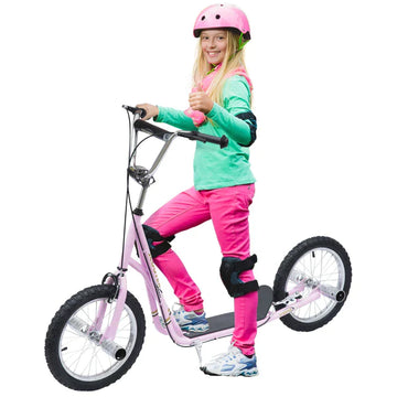Kickstep voor kinderen en volwassenen met luchtbanden | Kleur: Roze | Afmetingen: 58x143x92-100 cm