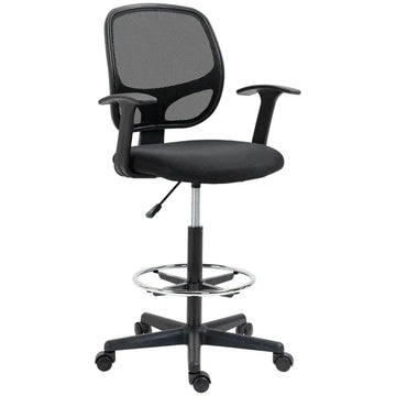 Tekenaarsstoel met voetsteun | Kleur: Zwart | Afmetingen: 56x60x110-132 cm