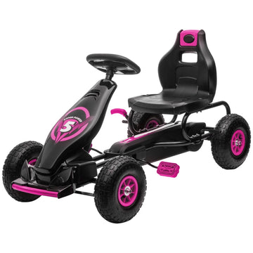 Kinderskelter met pedalen en verstelbare stoel | Kleur: Roze+Zwart | Afmetingen: 58x121x61 cm