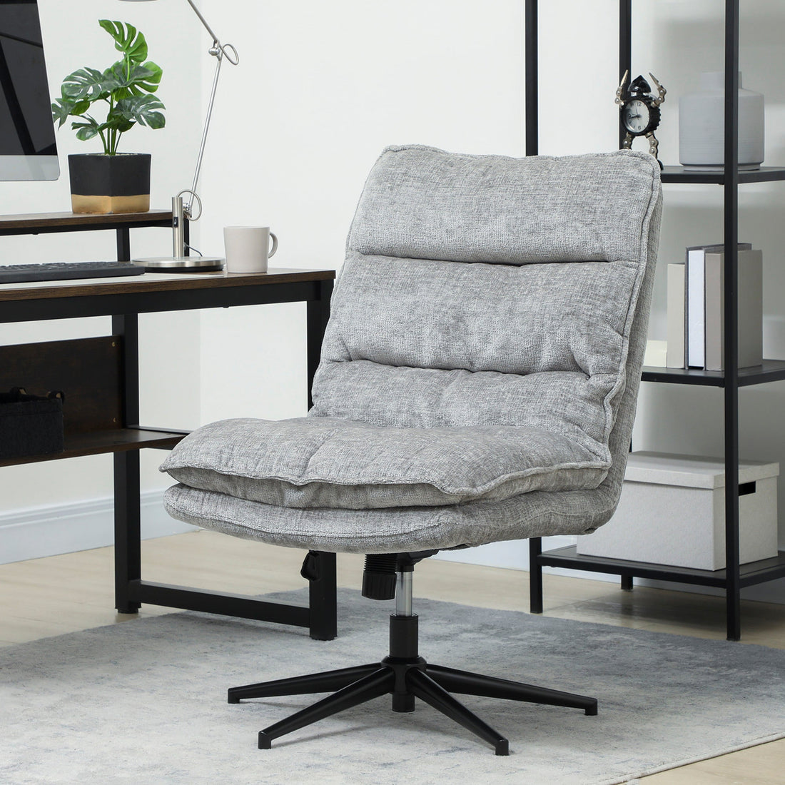Draaibare bureaustoel zonder armleuningen | Kleur: Grijs | Afmetingen: 81x63.5x96-102 cm