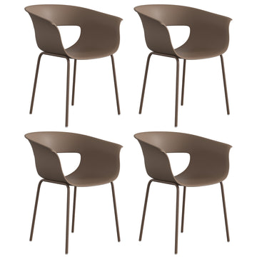 Tuinstoelen 4-delige set - Ergonomische balkonstoelen | Kleur: Koffie | Afmetingen: 61x51x74 cm