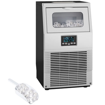 IJsblokjesmachine 30 kg/dag met LED | Kleur: Zilver, Zwart | Afmetingen: 33,9x34,5x60,2 cm