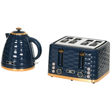 2-in-1 broodrooster en waterkoker set | Kleur: Blauw | Afmetingen: 19.5x24.1x23.2 cm