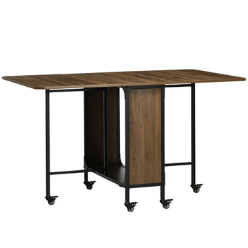 Opvouwbare eettafel op wielen | Kleur: Lichtbruin | Afmetingen: 80x130x74 cm
