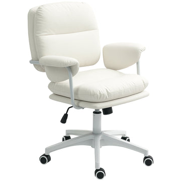 In hoogte verstelbare bureaustoel met armleuningen | Kleur: Wit | Afmetingen: 64x65x88-98 cm