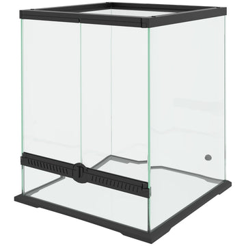 Reptielterrarium 120 liter - Glazen terrarium | Kleur: Zwart | Afmetingen: 45x45x60 cm