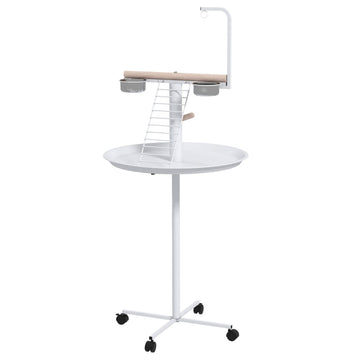 Vogelstandaard met speelaccessoires | Kleur: Wit | Afmetingen: 60x60x138 cm