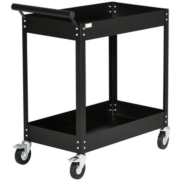 Gereedschapstrolley met 2 legplanken | Kleur: Zwart | Afmetingen: 38x84.5x84 cm