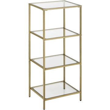 Bijzettafel glas goud ijzeren frame badkamerkast verstelbare poten 40 x 30 x 95 cm