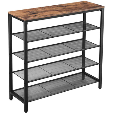 Schoenenkast voor 16 paar schoenen - Industrieel vintage - Hout/metaal - 100 x 30 x 92,5 cm