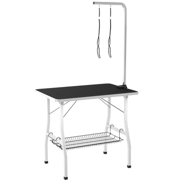Hondentrimtafel - Hondentafel voor verzorging | Kleur: Zwart - Wit | Afmetingen: 60x90x76 cm