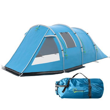 Campingtent met 2 kamers, 3-4 personen | Kleur: Blauw | Afmetingen: 264x475x172 cm