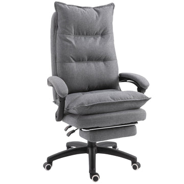 Massage bureaustoel met voetensteun | Kleur: Grijs | Afmetingen: 70x62x120-130 cm