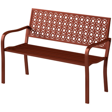 2-zits tuinbank - Metalen tuinbank | Kleur: Rood | Afmetingen: 63x127x85 cm