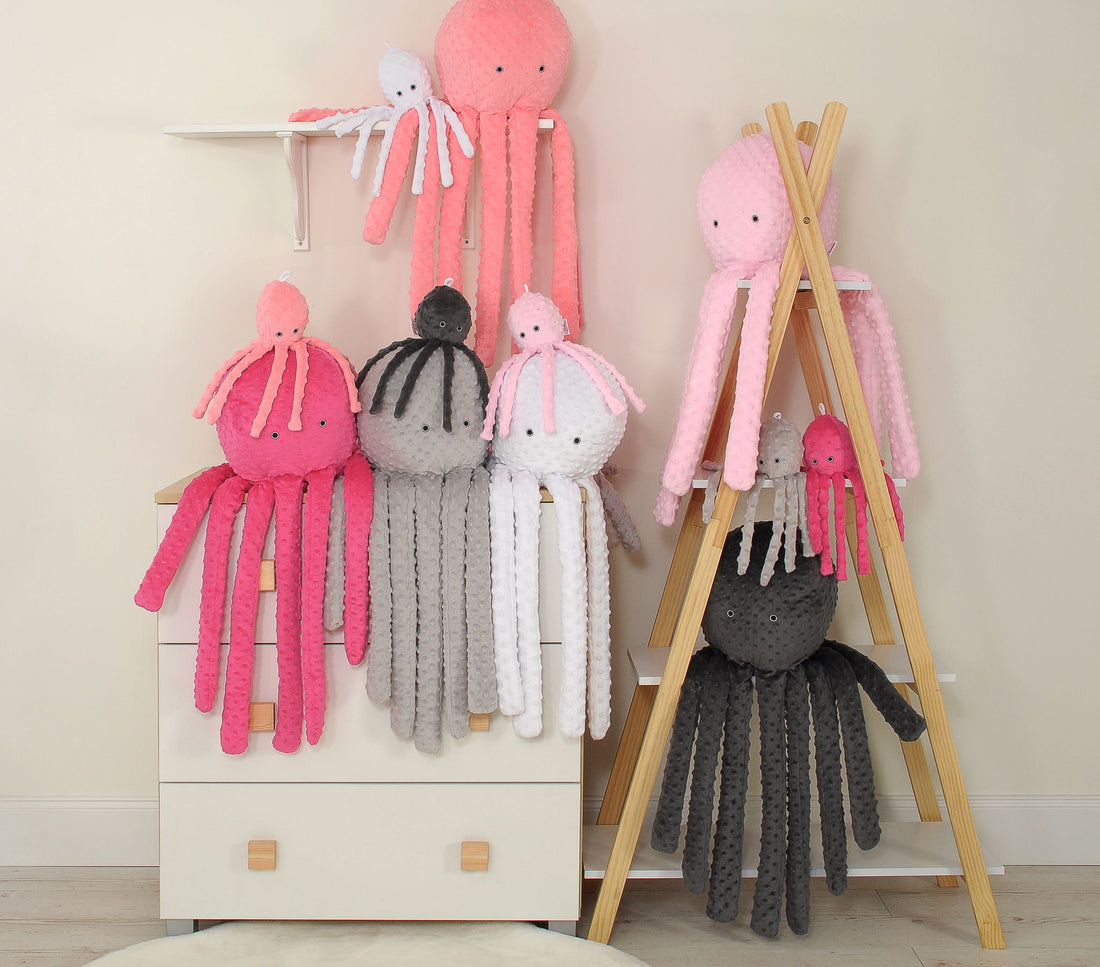 Zachte octopus knuffel - rammelaar - minky fleece - ideaal voor baby’s om vast te houden