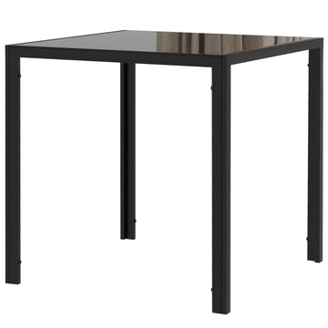 Vierkante eettafel voor 4 personen met glazen blad | Kleur: Zwart | Afmetingen: 75x75x75 cm