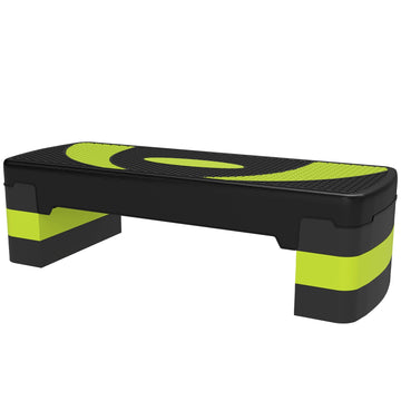 Aerobic stepper - verstelbare fitness stepbank | Kleur: Zwart, groen | Afmetingen: 80x31x10-20 cm