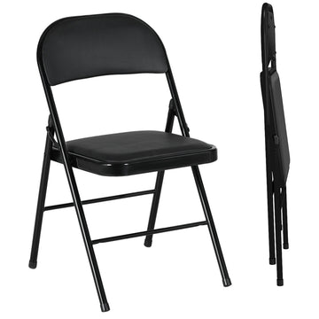 Opvouwbare metalen stoelen met kussens, 2 stuks | Kleur: Zwart | Afmetingen: 45x46x78 cm