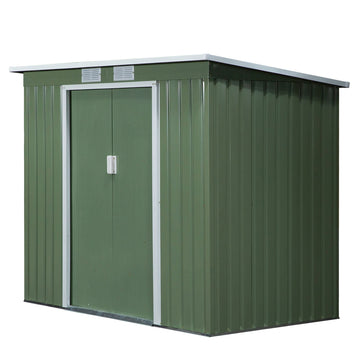 Tuinschuur met schuifdeur en ventilatieraam | Kleur: Groen | Afmetingen: 130x213x159/172 cm