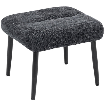 Grijs chenille voetenbankje met stalen poten | Kleur: Grijs | Afmetingen: 41x45x38 cm