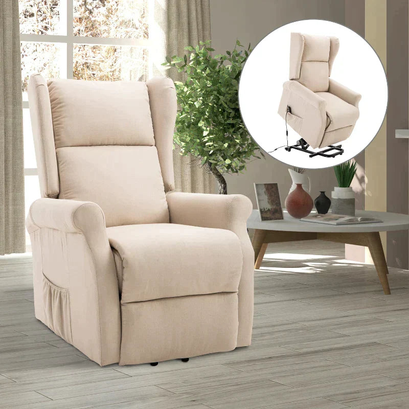 Elektrischer Aufstehsessel und Relaxsessel | Farbe: Creme | Abmessungen: 72,5x94x109 cm