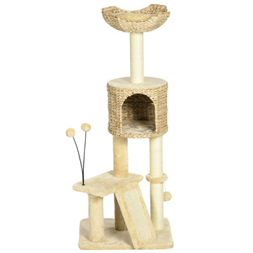 Kattenboom met sisal krabpalen en hangmat | Kleur: Bruin | Afmetingen: 45x40x116 cm