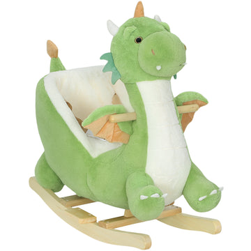 Dinosaurusschommel met geluid - Pluche schommeldier | Kleur: Groen | Afmetingen: 38x65x72 cm