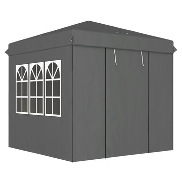 Partytent 2,5x2,5 m met zijwanden en draagtas | Kleur: Grijs | Afmetingen: 250x250x268 cm