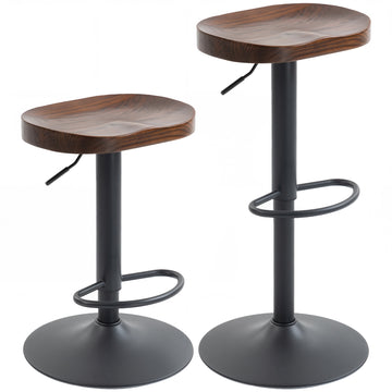 2 barkrukken verstelbaar, Ulmenhout | Kleur: Donkerbruin | Afmetingen: 41,5x41,5x61-82 cm