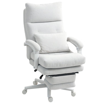 Relaxfauteuil, verstelbaar en kantelbaar | Kleur: Wit | Afmetingen: 68x70x114-122 cm