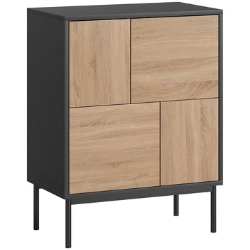 Sideboard met push-to-open deuren - Zwart/bruin | Kleur: Zwart + Bruin | Afmetingen: 60x35x78 cm