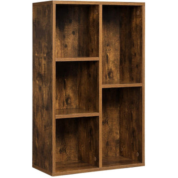 Boekenkast - opbergkast met 5 vakken - hout - bruin - 50 x 24 x 80 cm