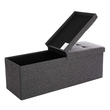 Opbergbank van linnen - grijs - 110 x 38 x 38 cm