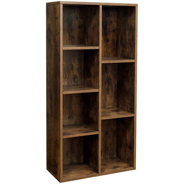 Boekenkast - Opbergkast - 7 vakken - industrieel - hout - bruin - 50 x 24 x 106 cm
