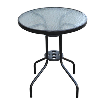 Ronde tuintafel van veiligheidsglas | Kleur: Zwart | Afmetingen: 60x60x70 cm