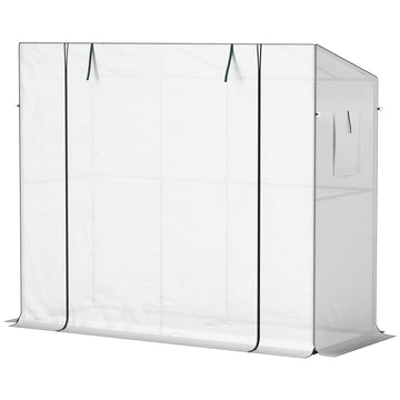 Mini-kas - Muurkas voor planten | Kleur: Wit | Afmetingen: 76x200x170/150 cm