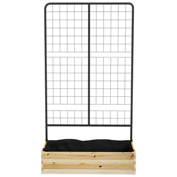 Verhoogde plantenbak met trellis | Kleur: Natuurlijk hout | Afmetingen: 38x80x145 cm