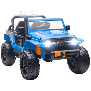 Elektrische kinderauto 12V met ouder-kindzitje | Kleur: Blauw | Afmetingen: 70.3x123.5x71.3 cm