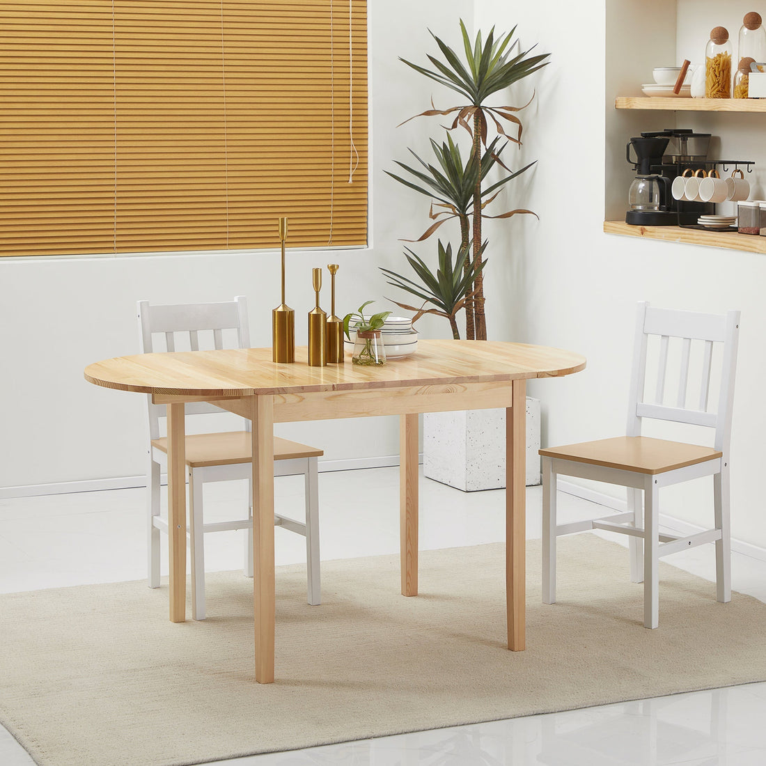 Ovalen klaptafel - Houten eettafel en bureau | Kleur: Bruin | Afmetingen: 70x140x75 cm