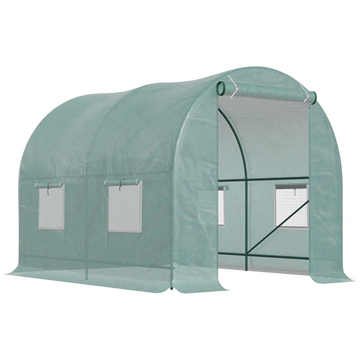 Bogenkas met PE-folie en ventilatieramen | Kleur: Groen | Afmetingen: 200x245x198 cm
