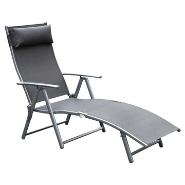Ligbed - Opvouwbare relaxstoel voor buiten | Kleur: Grijs | Afmetingen: 63,5x137x100,5 cm