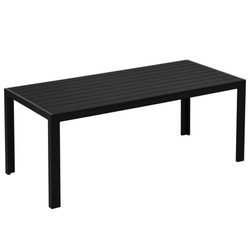 Tuintafel - Aluminium tuintafel met WPC tafelblad | Kleur: Zwart | Afmetingen: 84.5x190x72 cm