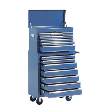 Gereedschapswagen met 16 laden | Kleur: Blauw | Afmetingen: 61.5x33x113 cm
