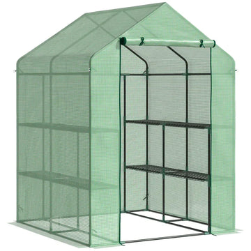 Foliekas met legplanken - Kweekkas | Kleur: Groen | Afmetingen: 138x143x190 cm