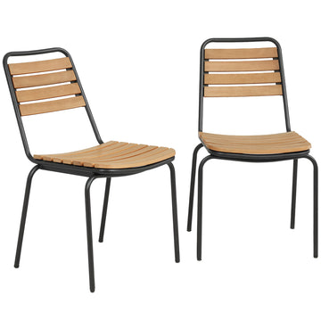 Tuinstoelen 2-delige set - stapelbaar | Kleur: Natuurlijke houtkleur | Afmetingen: 47x61x81 cm